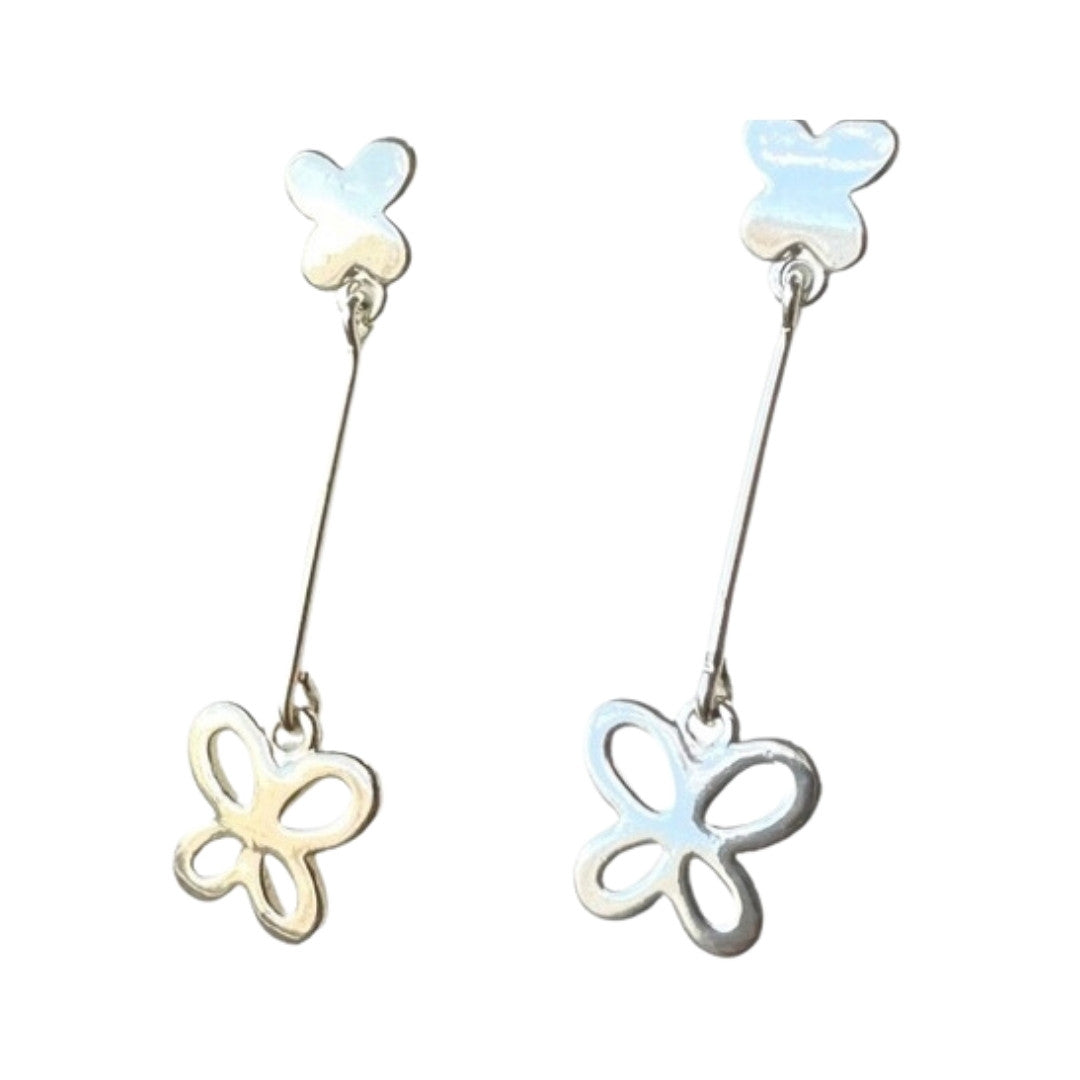 Silver Plated Drop Butterfly Earrings