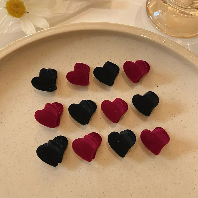 Small Heart Velvet Claw Hair