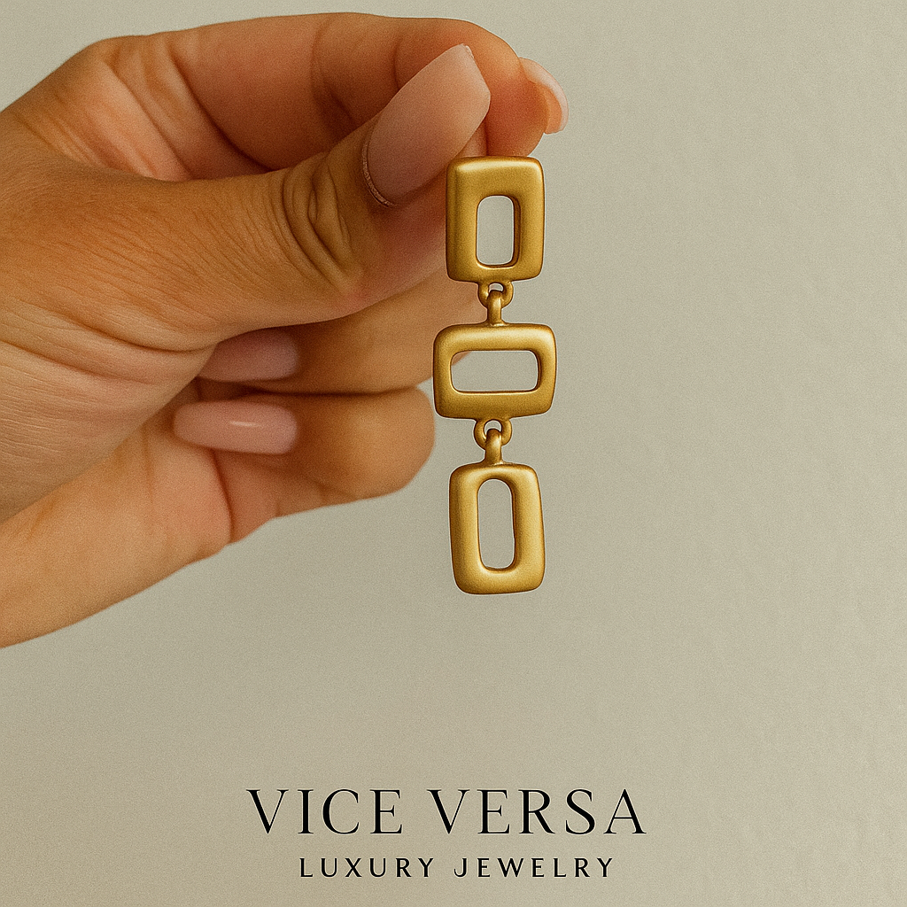 Colonial Squares Drop Earrings Gold plated 24K