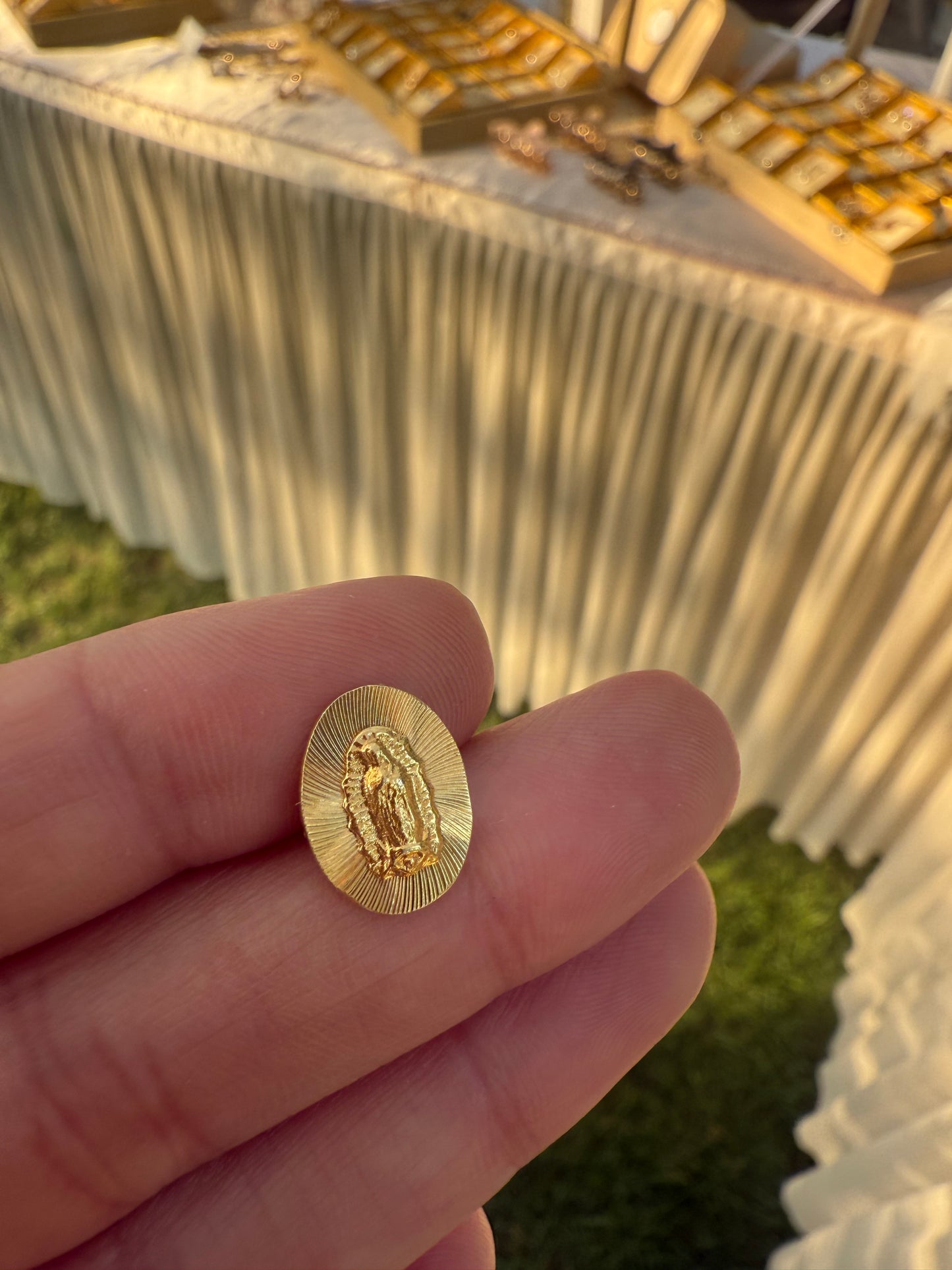 Virgin Mary Diamond Cut Gold Filled Earrings