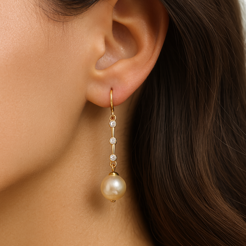 Bone style pearls arrings 24K Gold Plated