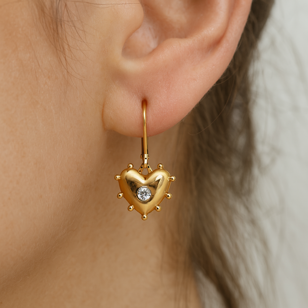 Sunny Hearts Dangle Earrings Gold plated 24K