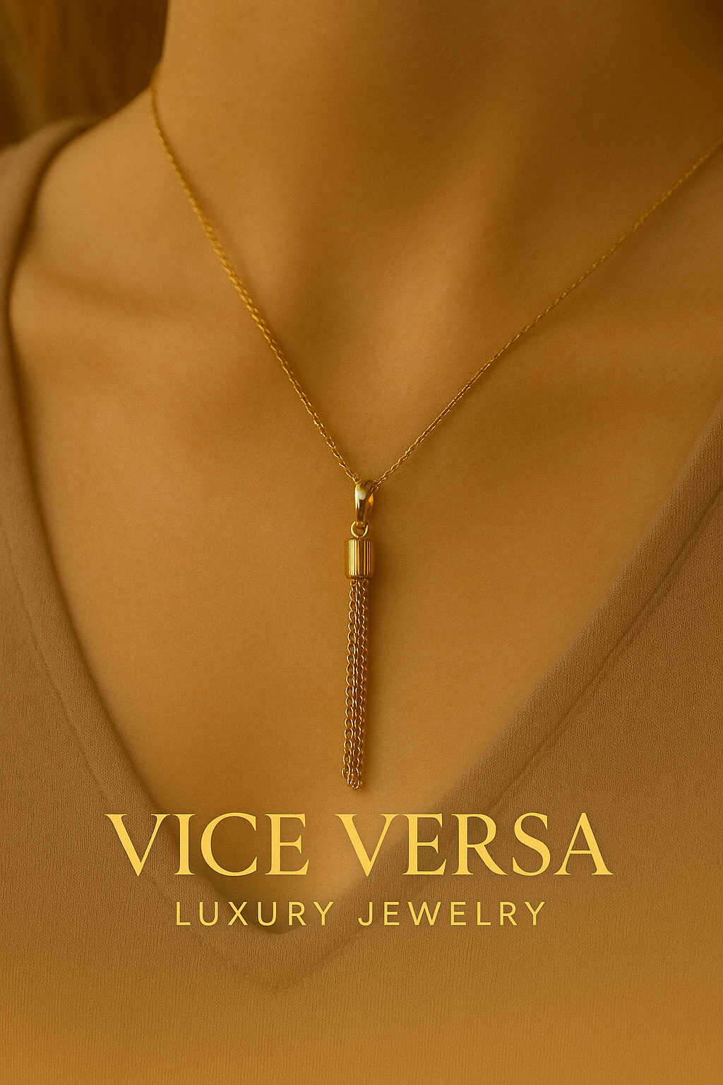 Long tassle Necklace Gold Plated 24K