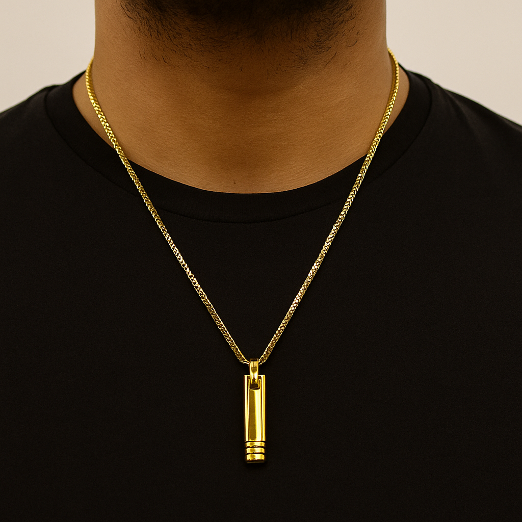 Men’s Thin Tag Chain God Plated 24K