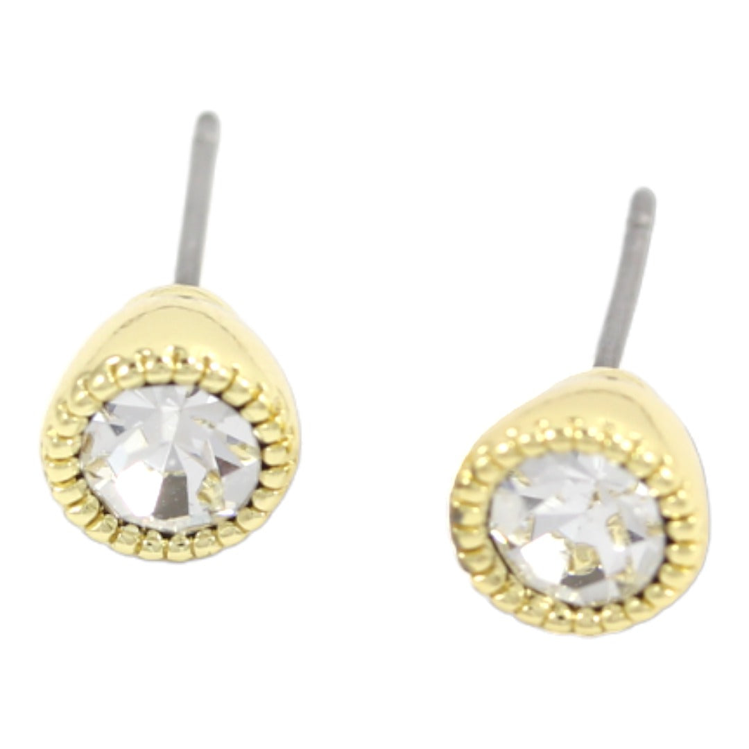 Design Stud Earrings Gold plated & Zircon 24K