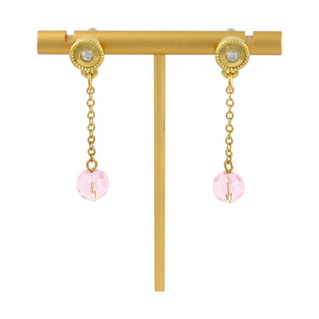 Pink Dangle Gold plated Earrings