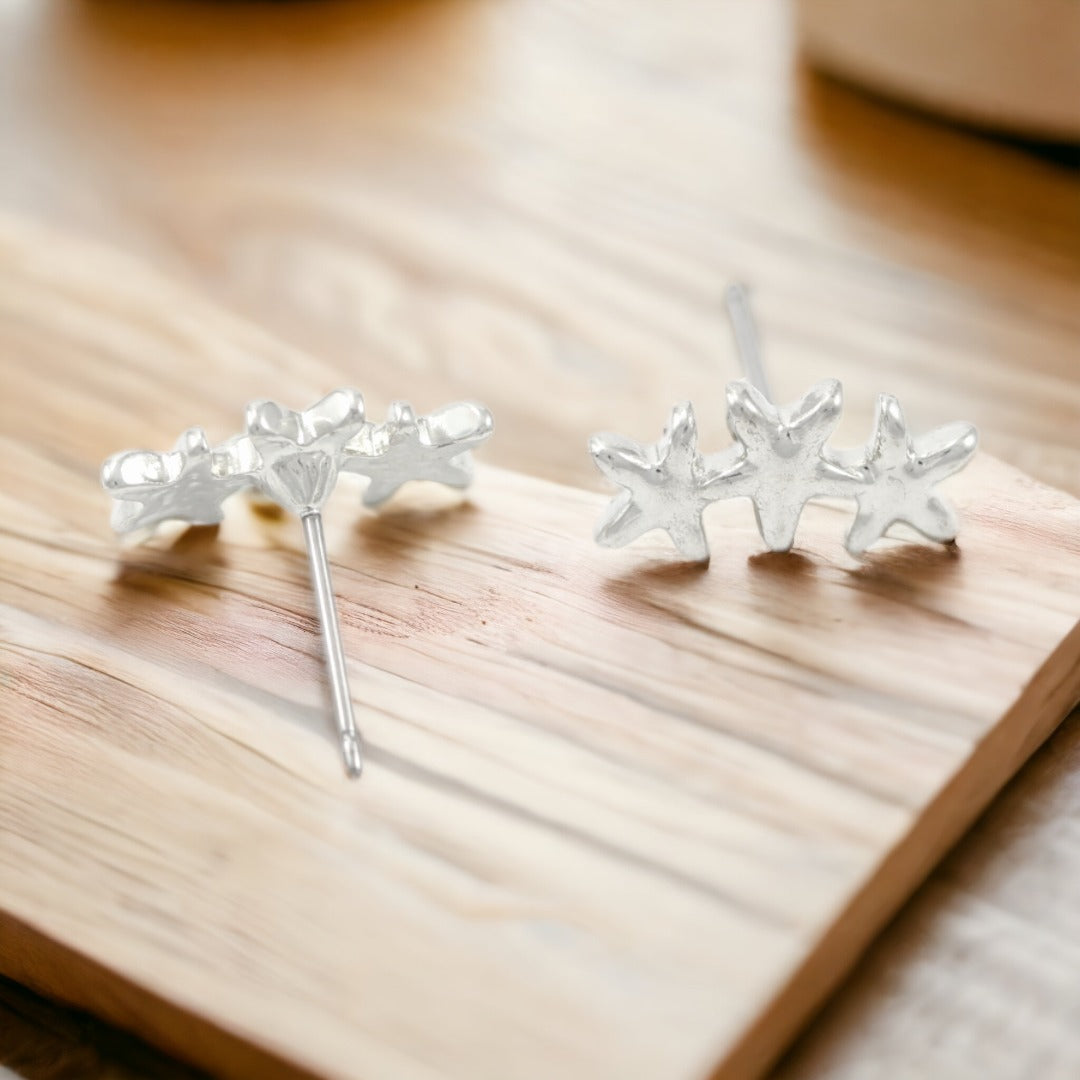 SILVER PLATED EARRINGS 3 STARS