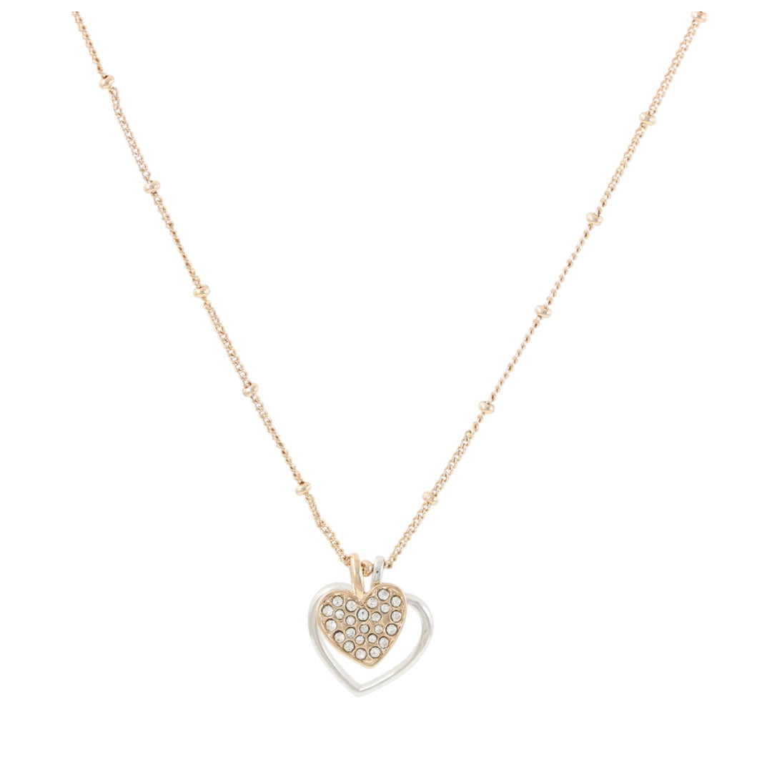 Hearts Necklace Rose Real Gold Plated