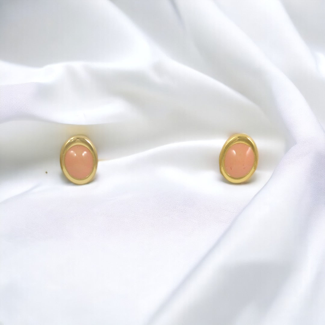 Pink Stud Gold Plated 24K Earrings