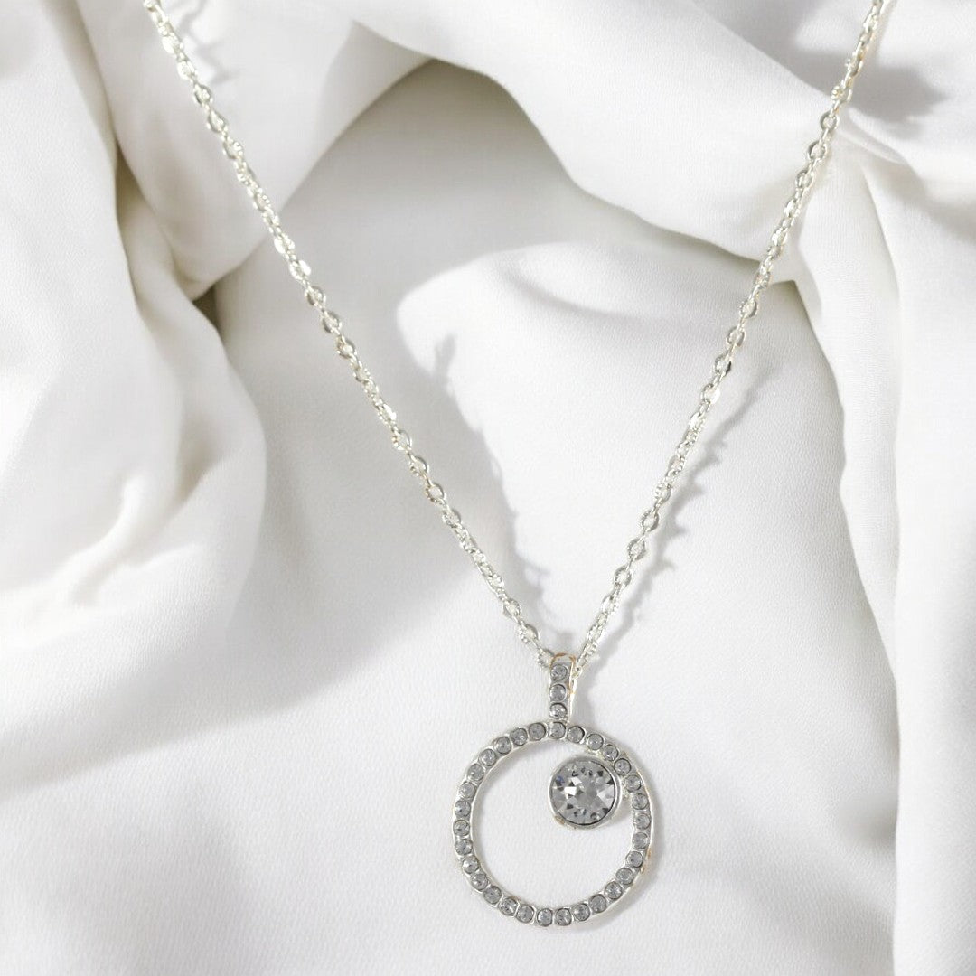 Full Moon Necklace Silver Plated