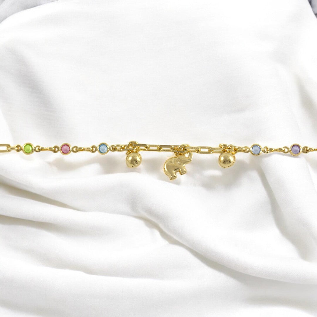 Anklet Bracelet Elephant colors Gold Filled 18K