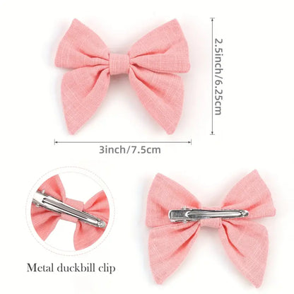 Pair Mini Cloth Ribbon Bow Hair Clip