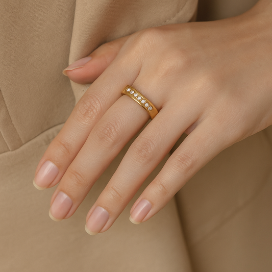 Gold Plated 24K Ring with Zircons