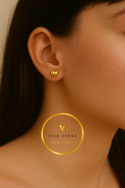 GOLD PLATED 24K STUD EARRINGS - HEARTS