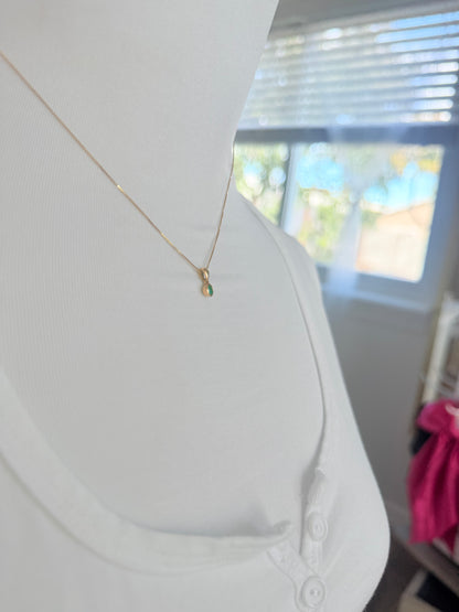 Circle Shape Colombian Emerald charm  Italian Solid Gold 18K