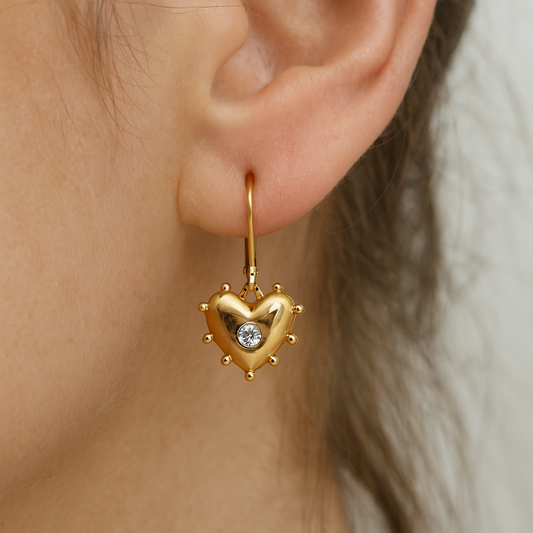Sunny Hearts Dangle Earrings Gold plated  24K