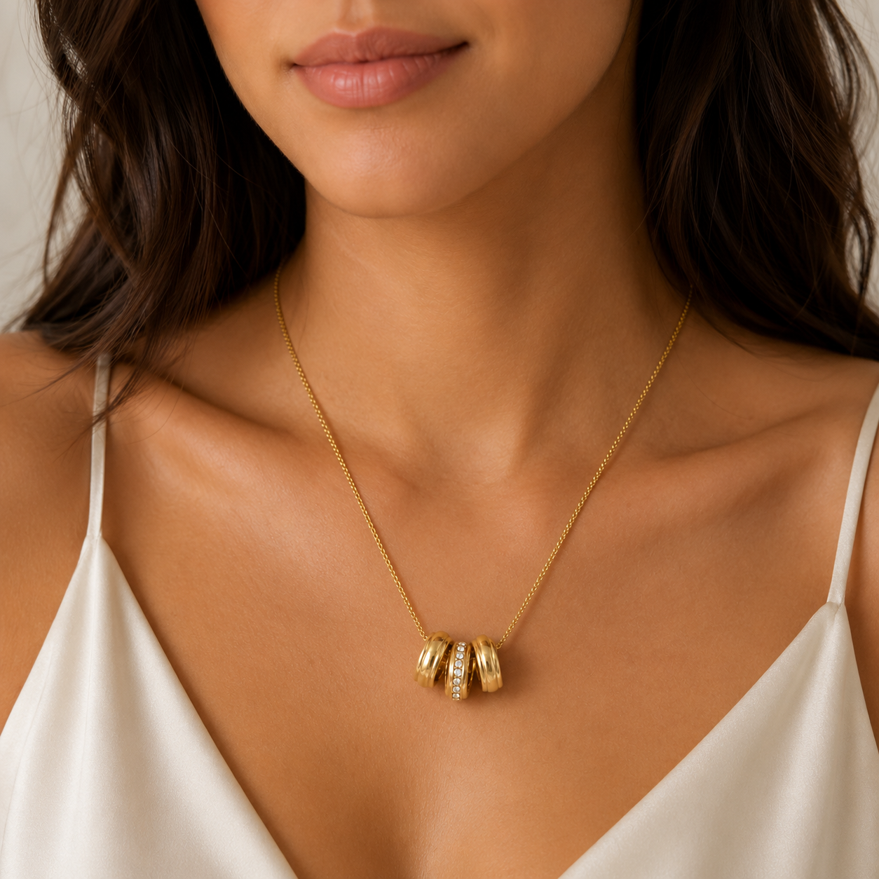 Necklace Rings Gold Plated 24K