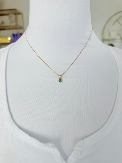 Circle Shape Colombian Emerald charm  Italian Solid Gold 18K