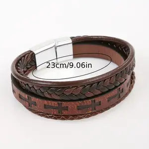 Pulsera de hombre tejida a mano con cuerda de cuero