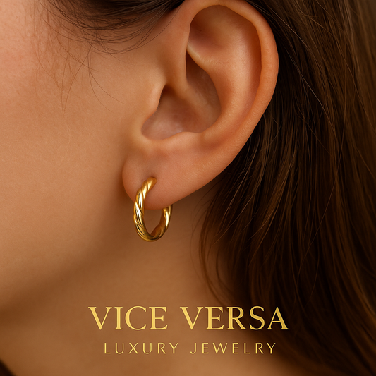 Twisted Huggies Earrings Gold plated  24K