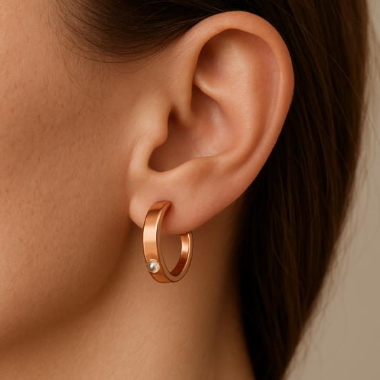 Rose Gold with Zircon Huggies Earrings