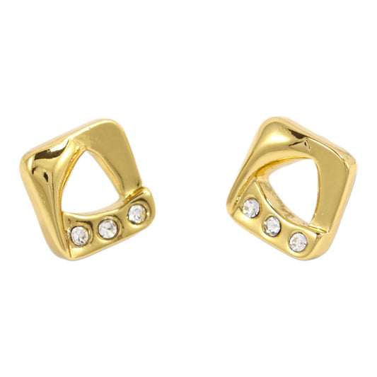 SQUARE GOLD PLATED 24K EARRINGS WITH ZIRCONS