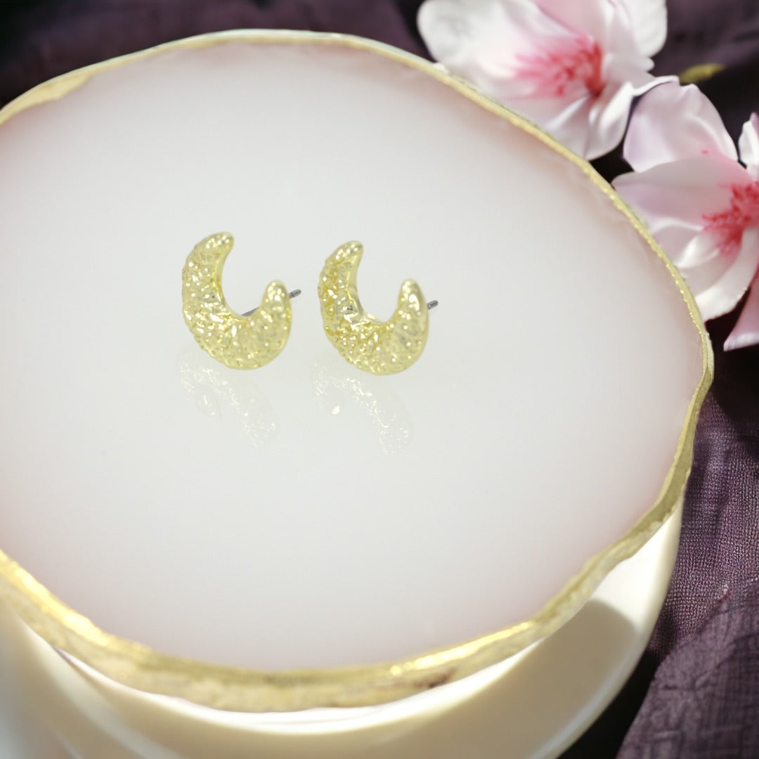 Moon Real Gold Plated Drop Earrings