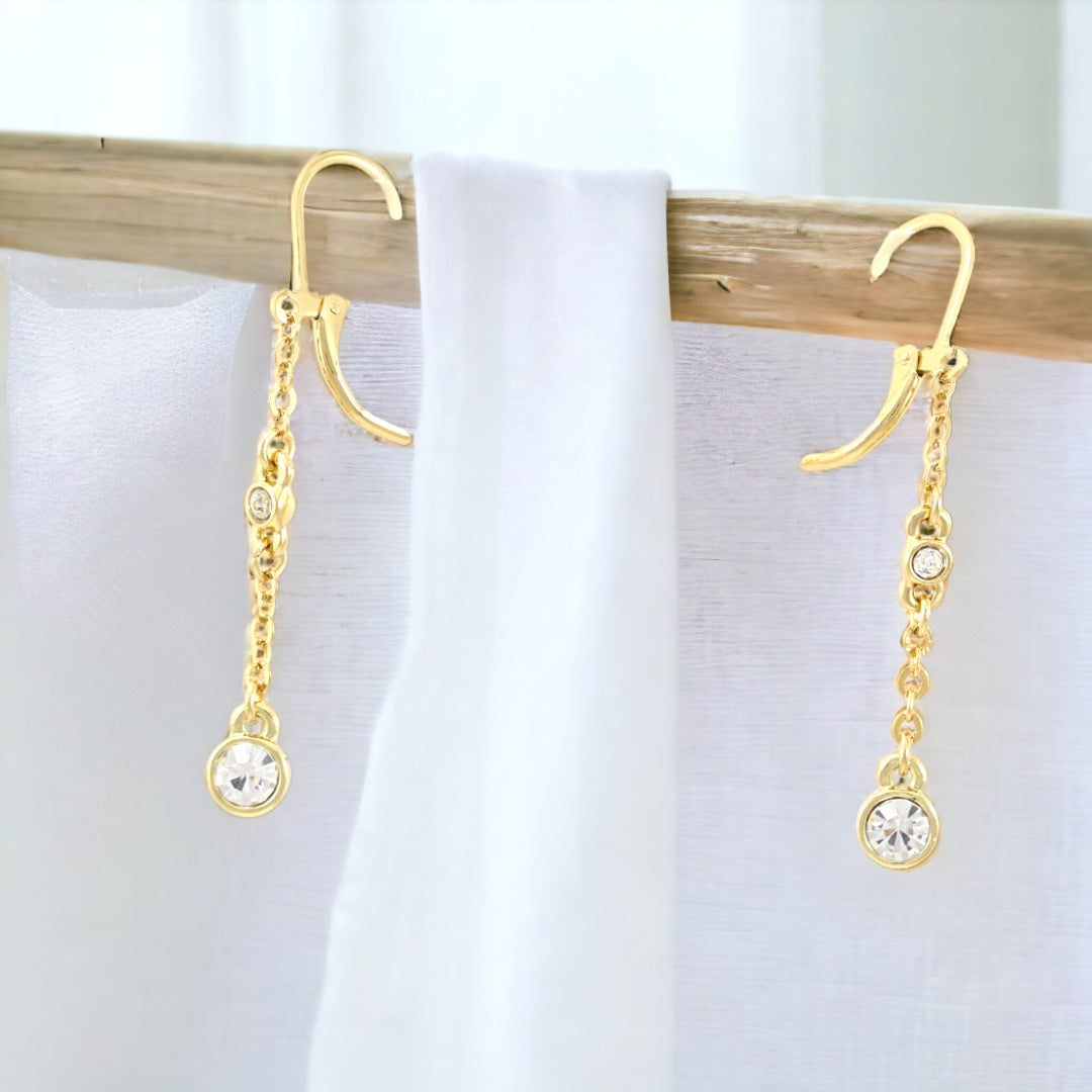 LONG -GOLD EARRINGS- CLOVER ROSÉ AU PEN