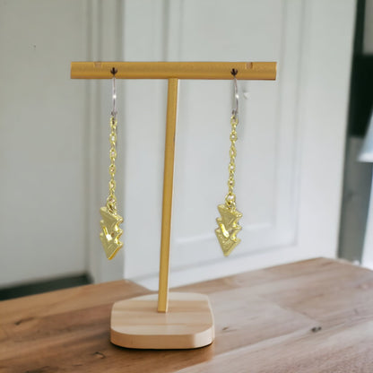 Dangle Pine Trees Real Gold plated 24k Earrings