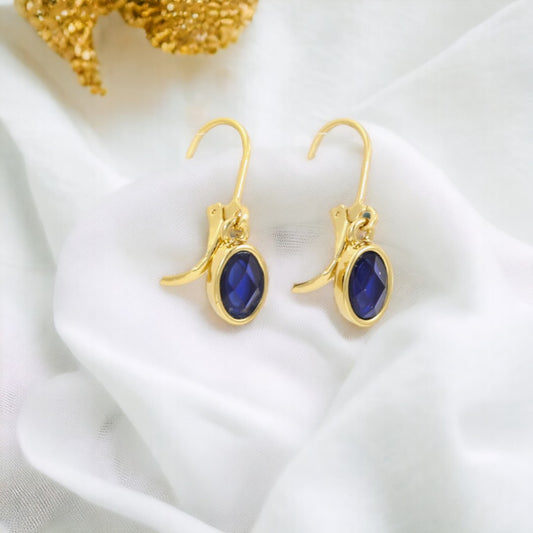 Dark Blue Stone Dangle Earrings