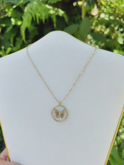 Butterfly in Circle Gold Plated 24K