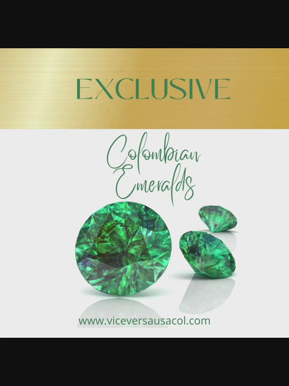 Circle Shape Colombian Emerald charm  Italian Solid Gold 18K